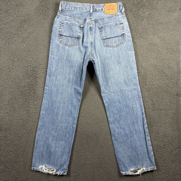 Vtg Abercrombie & Fitch Jeans Mens 30x32 Blue Bootcut Distressed Light Wash Y2K - Picture 9 of 16